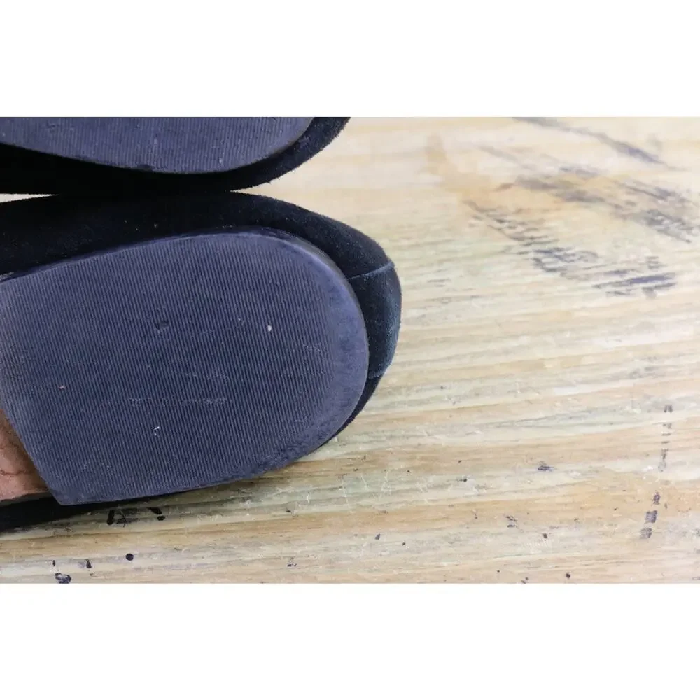 Taryn Rose Shoes 9M Black Suede Ballet Flats Patent Leather Bow Slip Ons